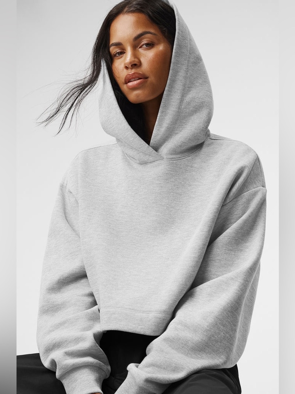 Alo Yoga || Bae Hoodie Cropped Sweatshirt Athletic Gray XS